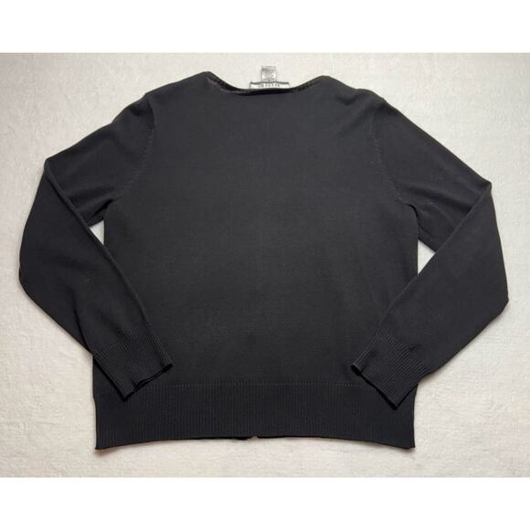 Women Nine & Company Embroidered Black Cardigan Button Sweater Medium Floral - Picture 5 of 6